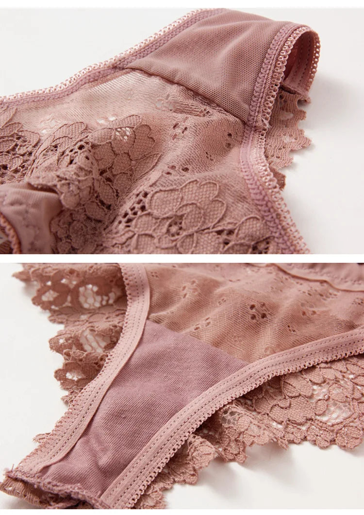 Thong femme dentelle ajourée — Taille basse sans coutures respirant