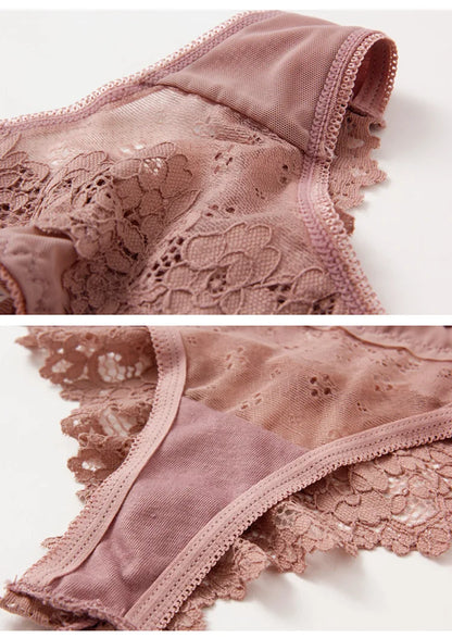 Thong femme dentelle ajourée — Taille basse sans coutures respirant