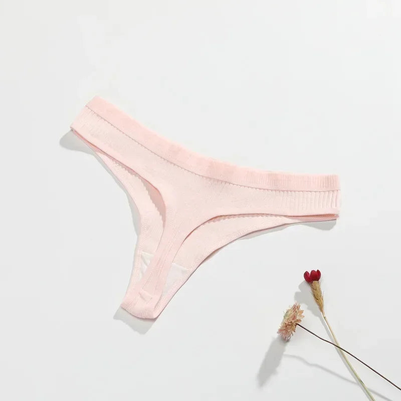 Tanga G-string femme coton — Taille basse respirant couleur unie