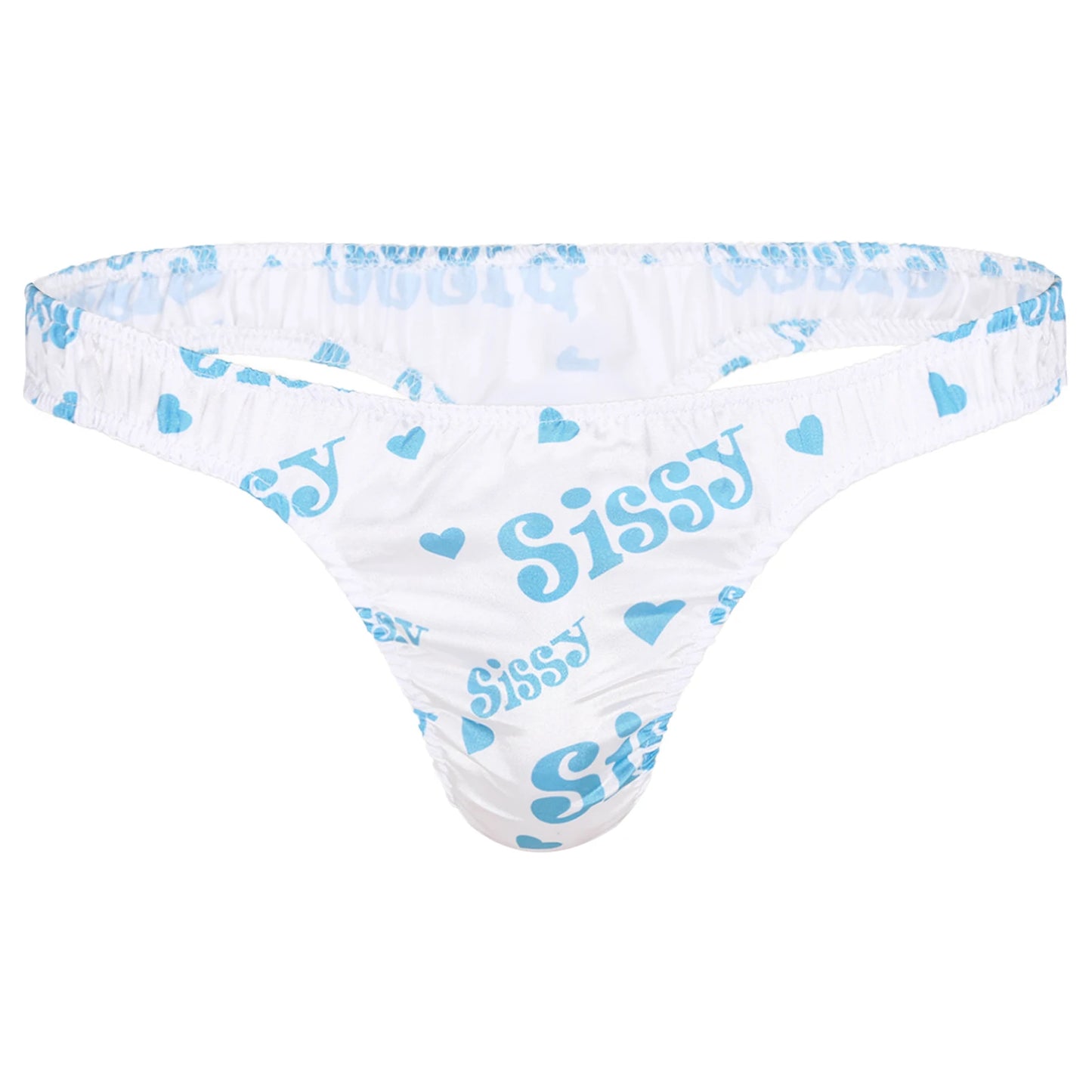 Men's Low-Rise G-String Briefs, Male Gay Sissy Panties Underwear, Soft Shiny Satin, Men's Ruffled Thong Underpants, Sexy Lingerie