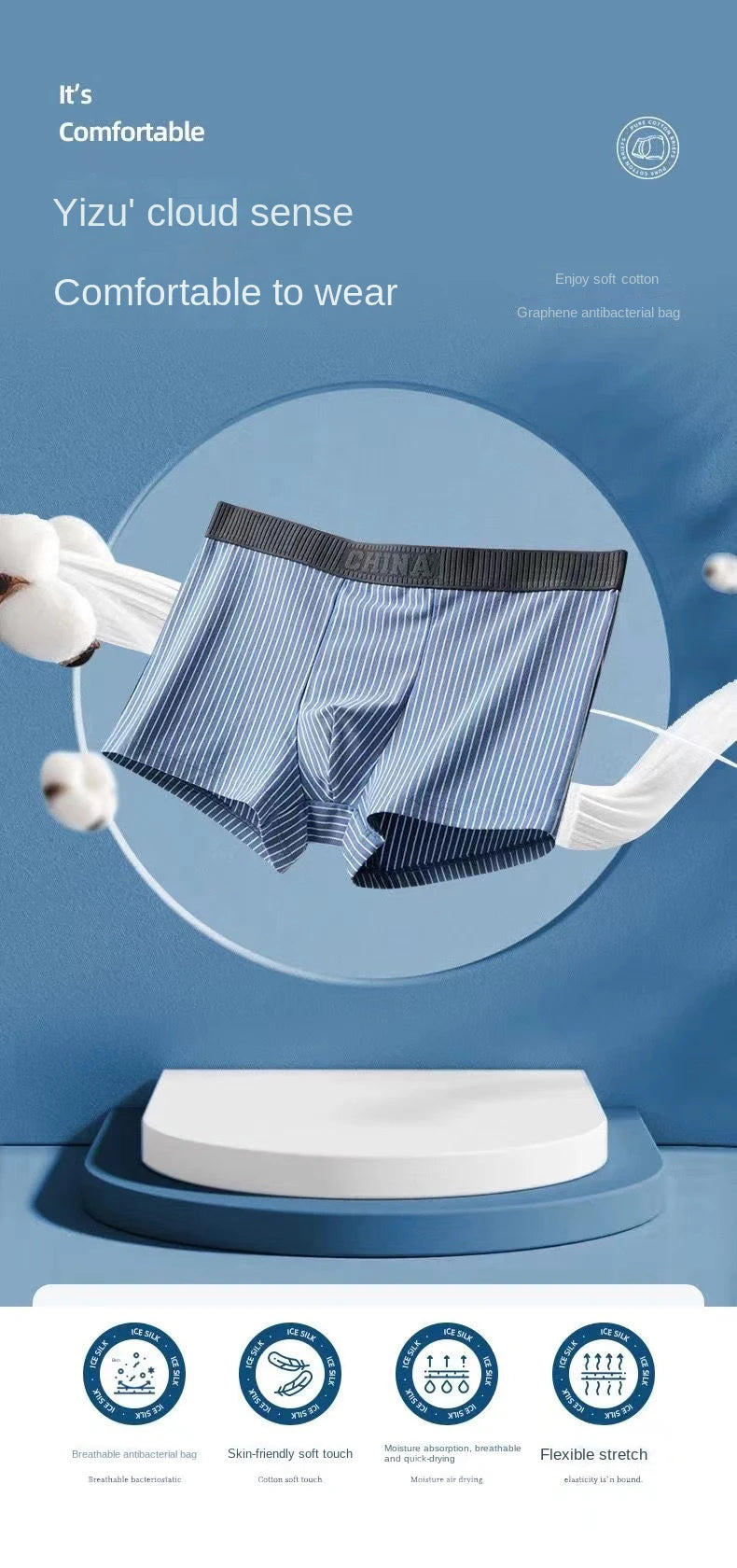 1Pc Boxer Shorts Men's Underwear Sexy Panties Cotton Striped Men's Underpants Male Boxers Homme U Convex Lingerie Free Shipping