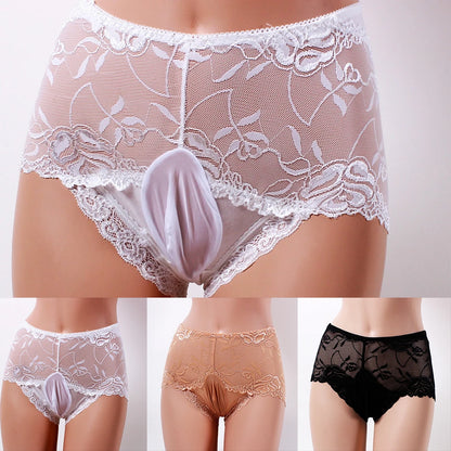Slip lingerie sissy femme poche haute elasticite ultra-fin M-XL