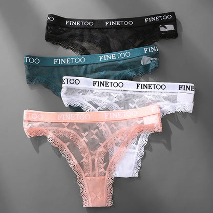 Thong femme dentelle sexy — Taille basse respirant couleur unie