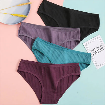 Culotte femme coton sans coutures — Taille basse respirante douce couleur unie