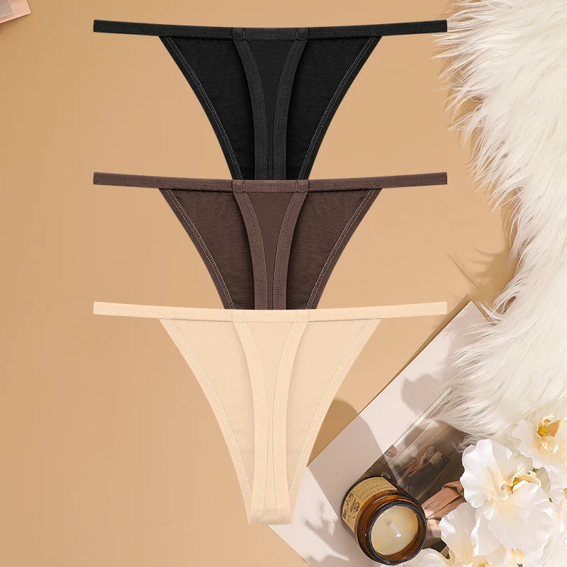 Lot 3 G-Strings Coton Taille Basse FINETOO - S à XL - Nos Petits KIFF
