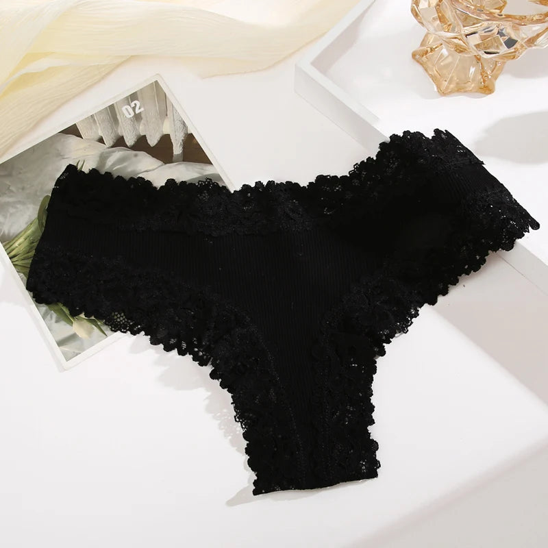 Culotte brésilienne dentelle coton taille basse — S-XL