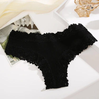 Culotte brésilienne dentelle coton taille basse — S-XL