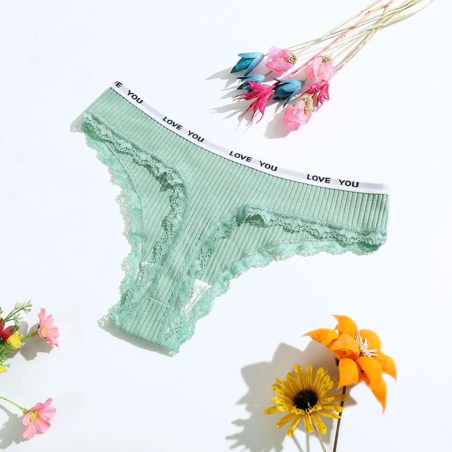 Thong coton taille basse couleur unie — S-XL