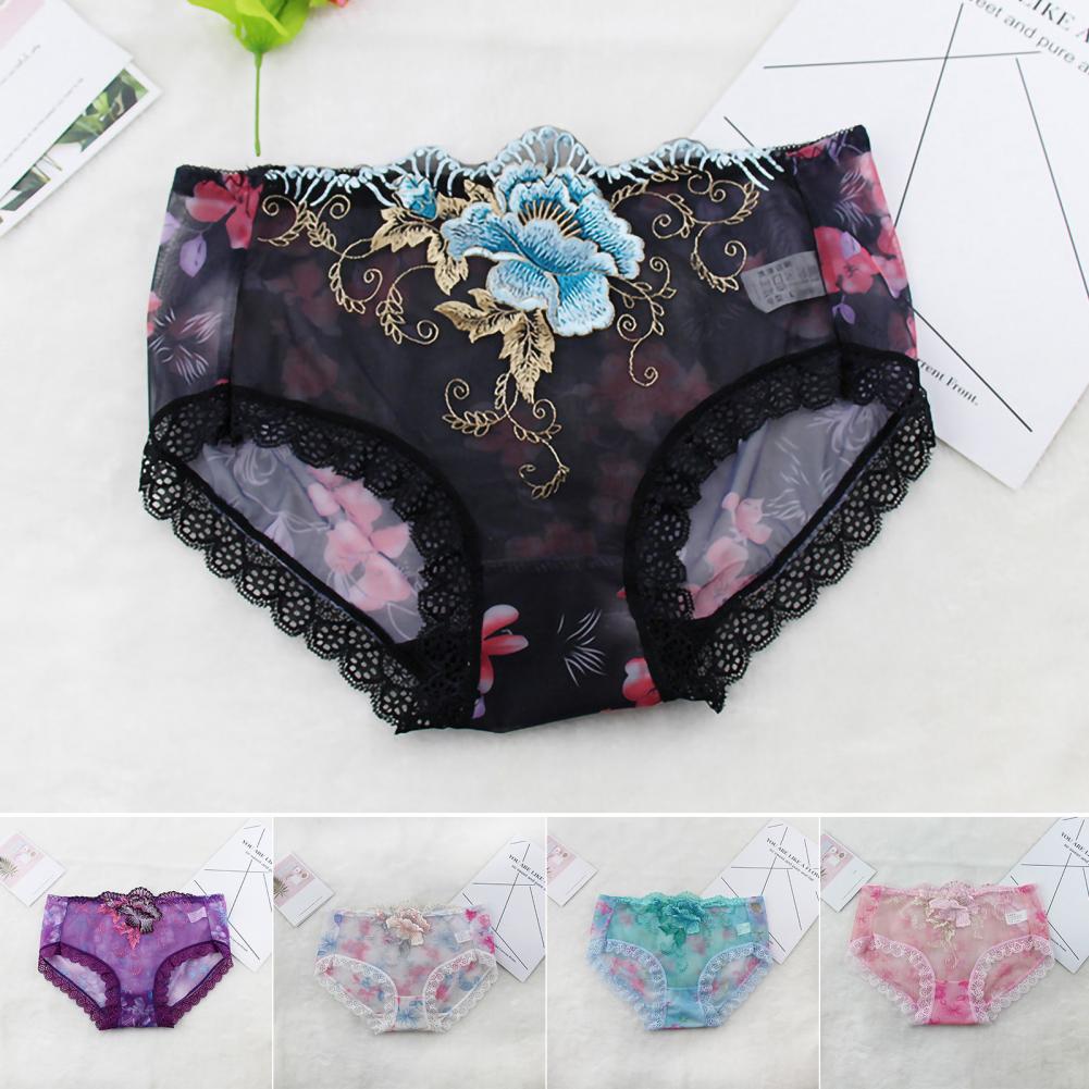 Culotte Dentelle Florale Brodée — Taille Mi-Haute M-XL