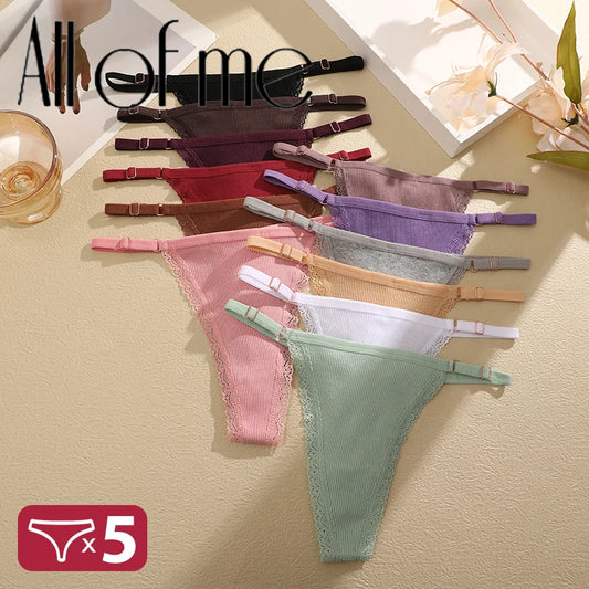 Lot 5 G-Strings Coton T-Back - Taille Ajustable M-XXL - Nos Petits KIFF