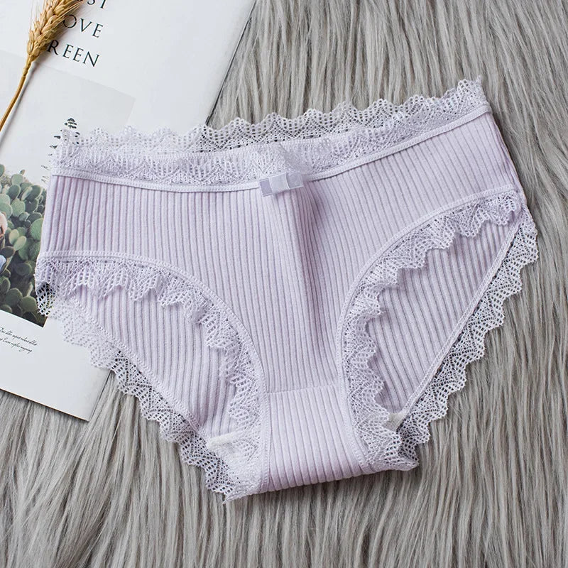Culotte seamless coton dentelle volantée taille basse — S-XL