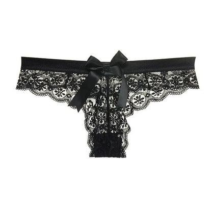 Tanga dentelle papillon transparent taille basse — S-XL