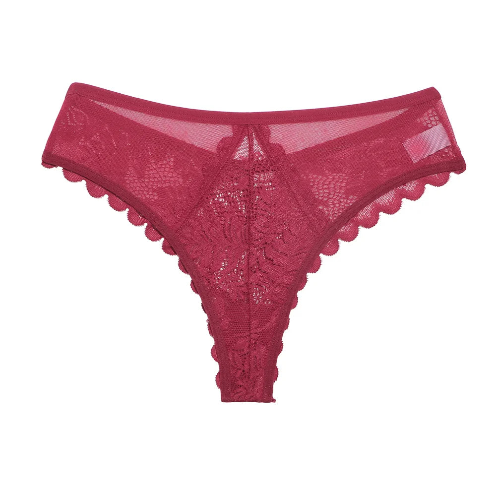 Thong femme résille dentelle — Patchwork transparent sexy