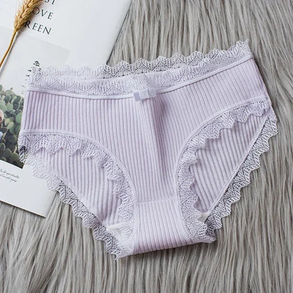 Culotte seamless coton dentelle volantée taille basse — S-XL