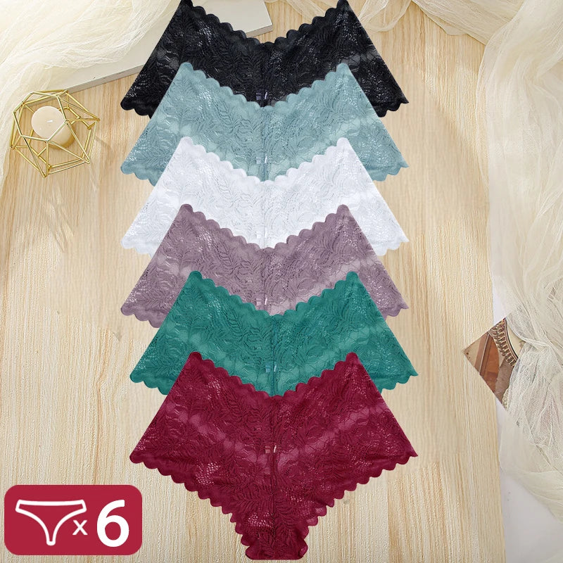 Lot 6 Culottes Dentelle Taille Haute FINETOO - Brésiliennes S-XL - Nos Petits KIFF