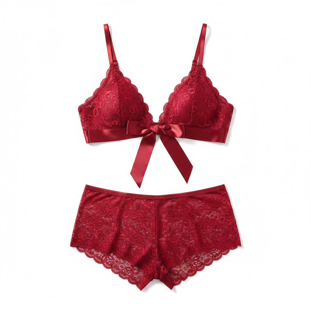 Sexy Lingerie Porn Suit Woman Lace Embroidery Underwear Women Bow Tie Push Up Bra Briefs Outfit lenceria sensual mujer