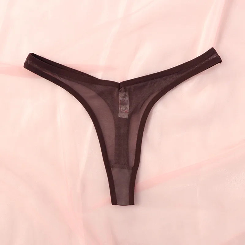 String femme sans coutures mesh translucide — Mi-taille T-back sexy
