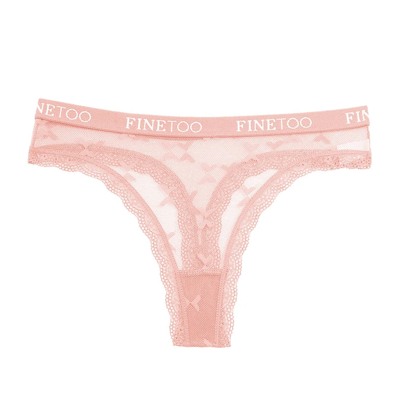 Thong femme dentelle sexy — Taille basse respirant couleur unie