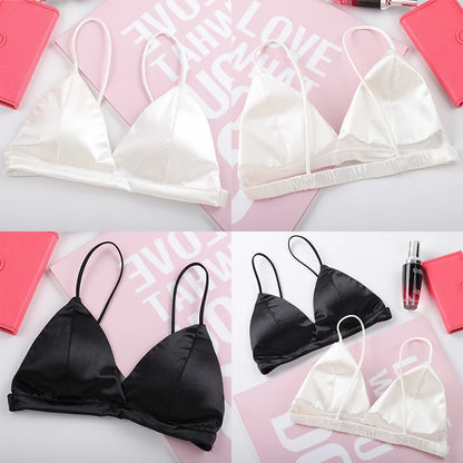 Bra satin style français tube top bretelles ajustables — Taille unique
