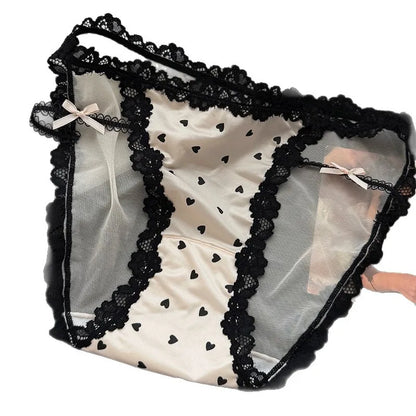 Culotte femme dentelle & ice silk — Mi-taille sans coutures
