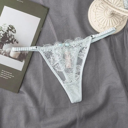 G-String Femme Dentelle Transparente Sexy - Entrejambe Coton - Nos Petits KIFF