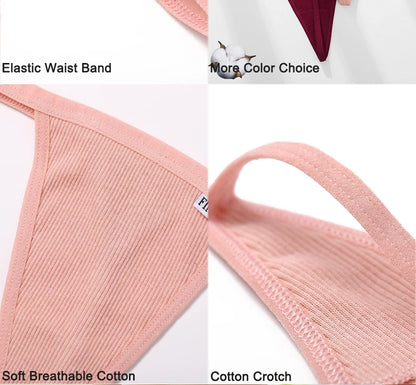 FINETOO 2PCS/Set Sexy M-XL Women Cotton G-String Underwear Low Waist Panties Femme Panties Underpant Girl T-back Thong Lingerie