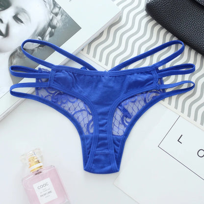 Thong femme coton T-back — G-string sexy confortable couleur unie