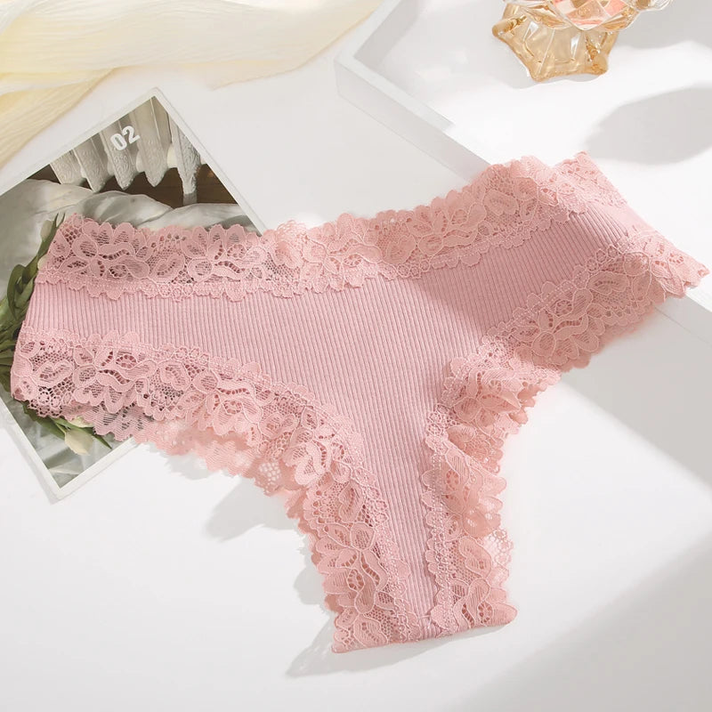 Culotte brésilienne dentelle coton taille basse — S-XL