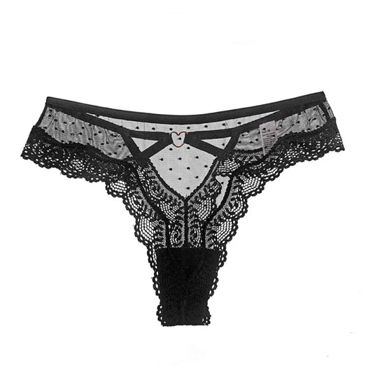 Lingerie Low-Waist Lace Panties Thong Hollow Out Underwear for Women Transparent Dots Mesh Lace Briefs Girl