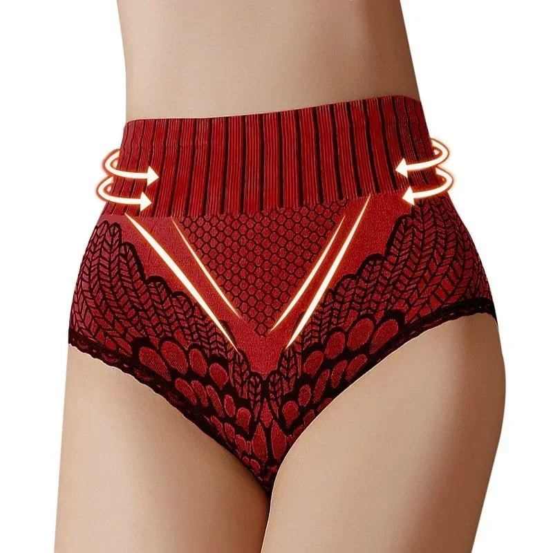 Culotte gainante femme nylon — Taille haute brodée push-up fessier