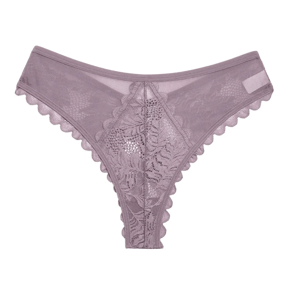 Thong femme résille dentelle — Patchwork transparent sexy