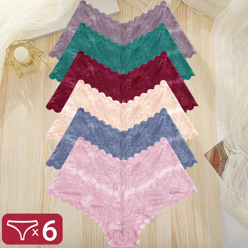 Lot 6 Culottes Dentelle Taille Haute FINETOO - Brésiliennes S-XL - Nos Petits KIFF