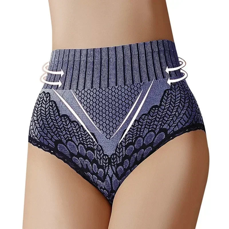 Culotte gainante femme nylon — Taille haute brodée push-up fessier