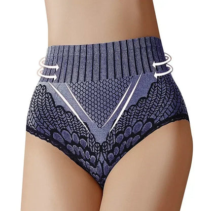 Culotte gainante femme nylon — Taille haute brodée push-up fessier