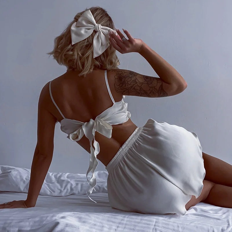Pyjama 2 Pièces Soie Glacée Sans Manches - Top & Short Été - Nos Petits KIFF