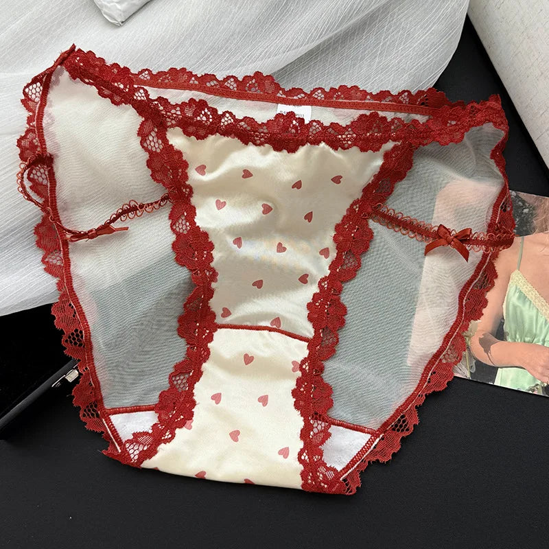 Culotte femme dentelle & ice silk — Mi-taille sans coutures