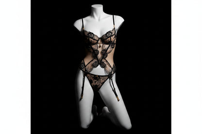 Ensemble Lingerie Transparente Ellolace - Dentelle Florale & G-String - Nos Petits KIFF