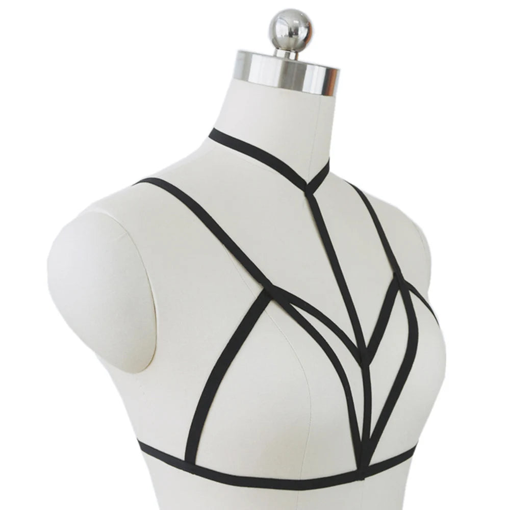 Lingerie femme bretelles sexy — Sous-vêtement ajouré couleur unie