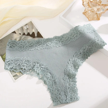 Culotte brésilienne dentelle coton taille basse — S-XL