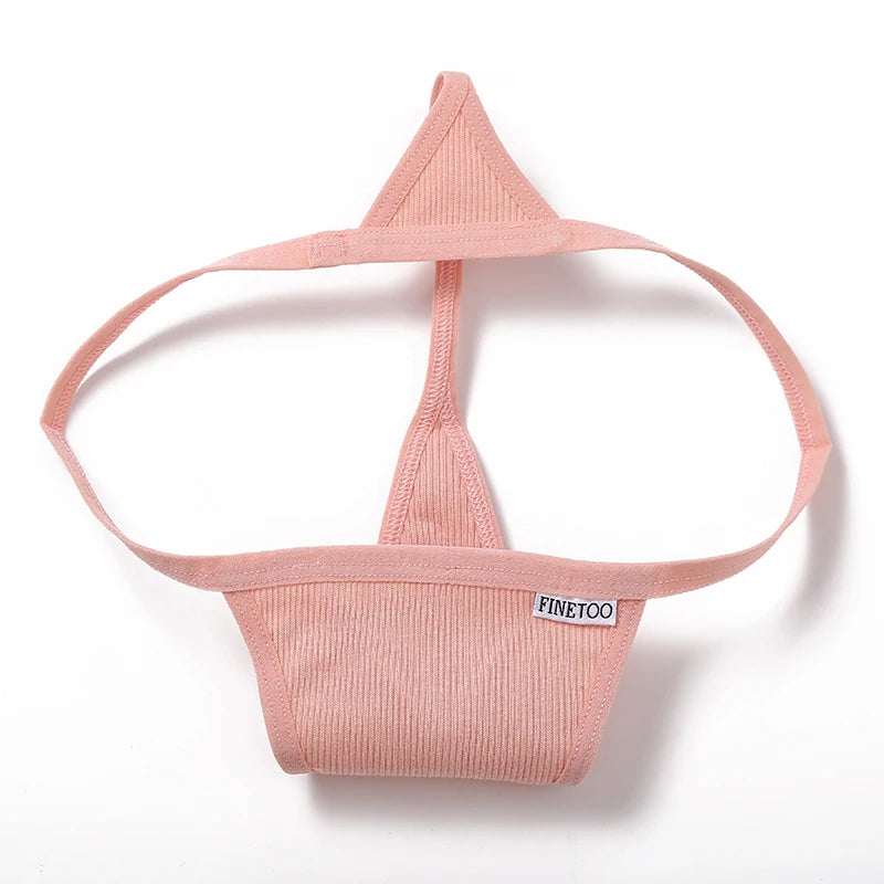 FINETOO 2PCS/Set Sexy M-XL Women Cotton G-String Underwear Low Waist Panties Femme Panties Underpant Girl T-back Thong Lingerie