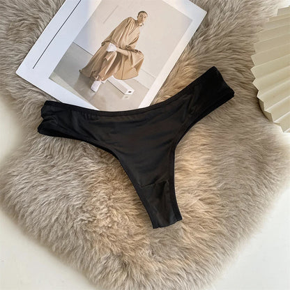 G-string femme imprimé léopard — Taille basse sans coutures broderie sexy
