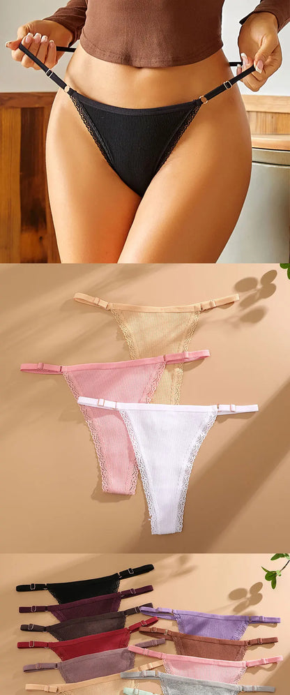 Lot 5 G-Strings Coton T-Back - Taille Ajustable M-XXL - Nos Petits KIFF