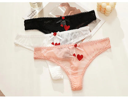 String femme broderie cœur — Transparent sans couture taille basse sexy lingerie