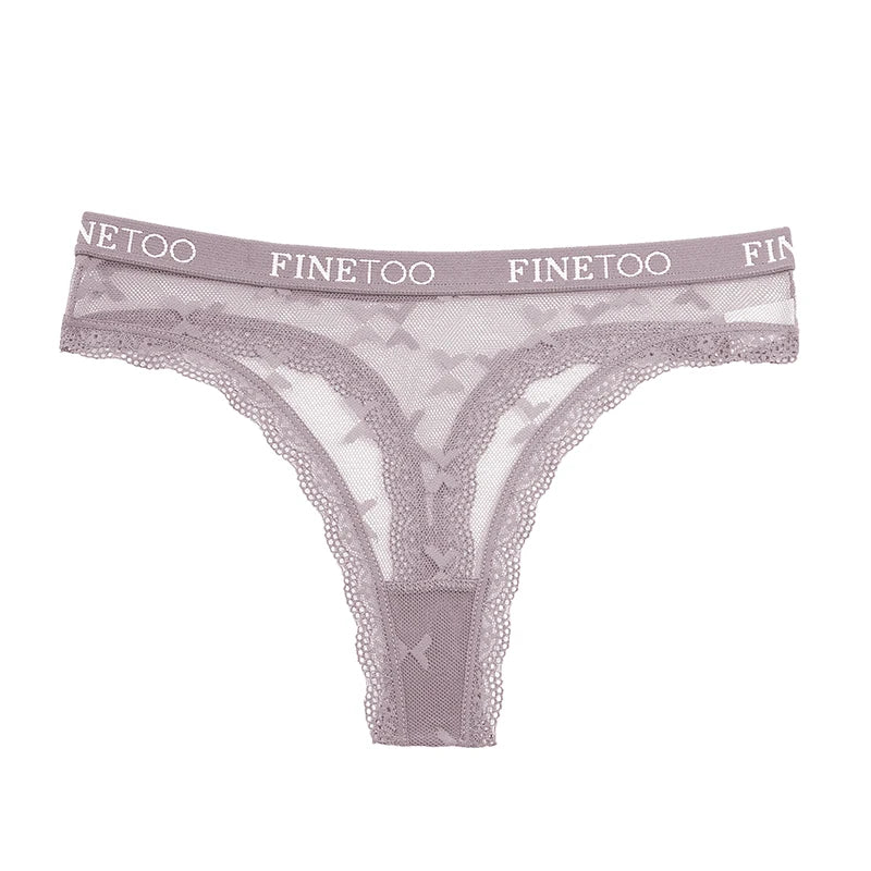 Thong femme dentelle sexy — Taille basse respirant couleur unie
