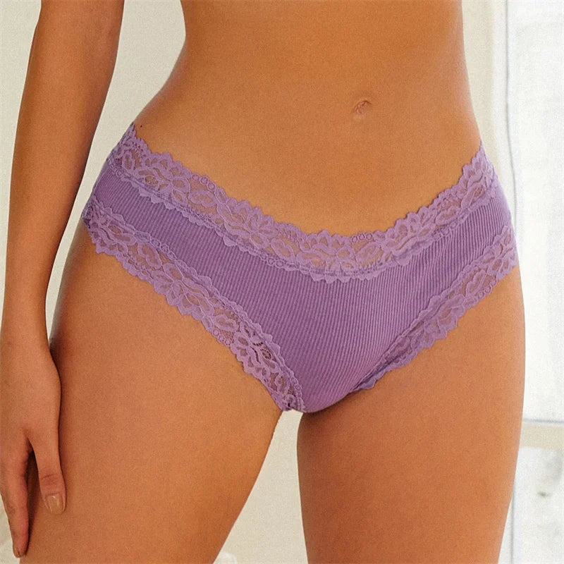 Culotte brésilienne dentelle coton taille basse — S-XL