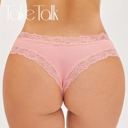 Culotte brésilienne dentelle coton taille basse — S-XL