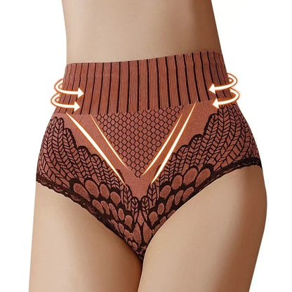 Culotte gainante femme nylon — Taille haute brodée push-up fessier