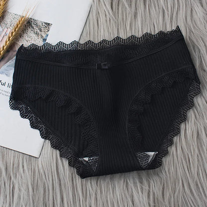 Culotte seamless coton dentelle volantée taille basse — S-XL