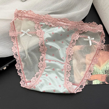 Culotte femme dentelle & ice silk — Mi-taille sans coutures