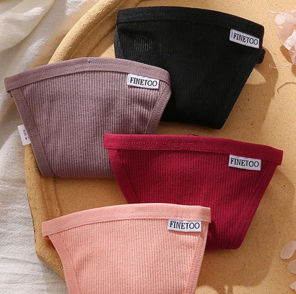 FINETOO 2PCS/Set Sexy M-XL Women Cotton G-String Underwear Low Waist Panties Femme Panties Underpant Girl T-back Thong Lingerie